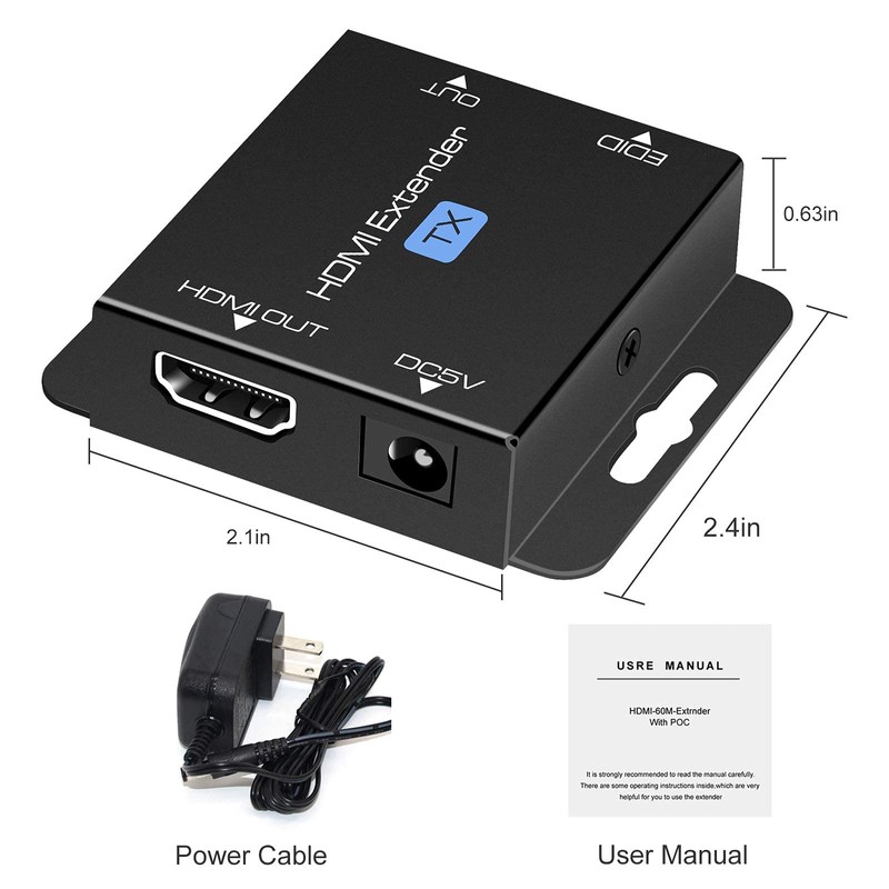 QIUB XCL Black 60m HDMI Extender, CAT 678 UTP, EDID