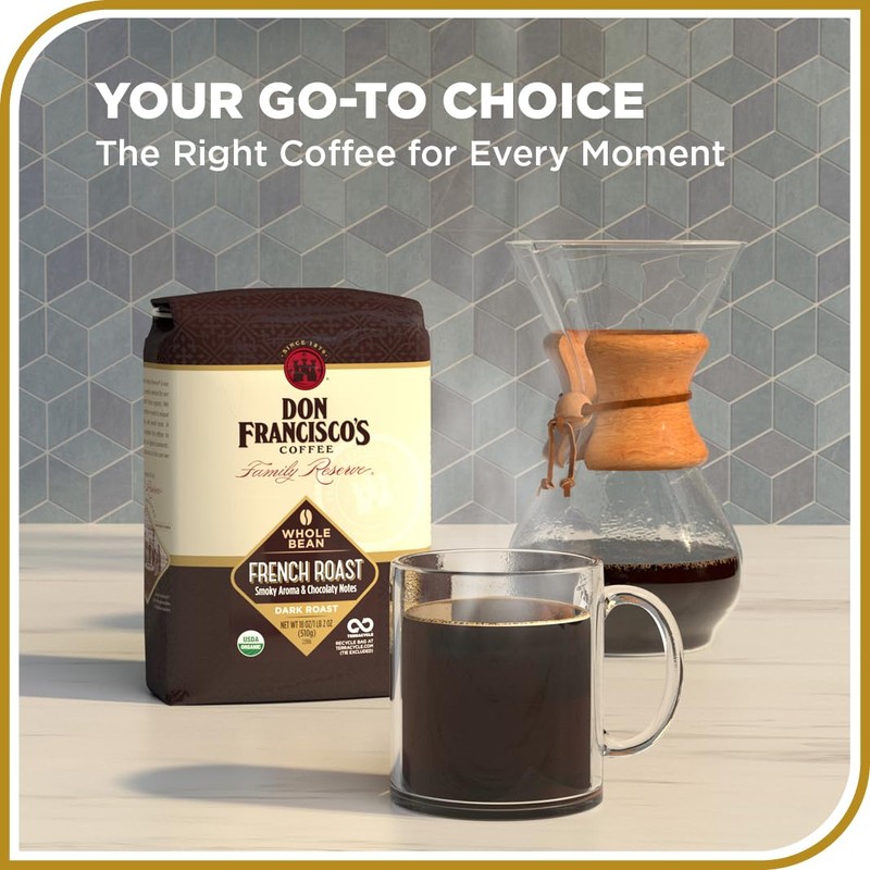 Don Francisco's Organic French Roast Whole Bean Coffee, Dark Roast