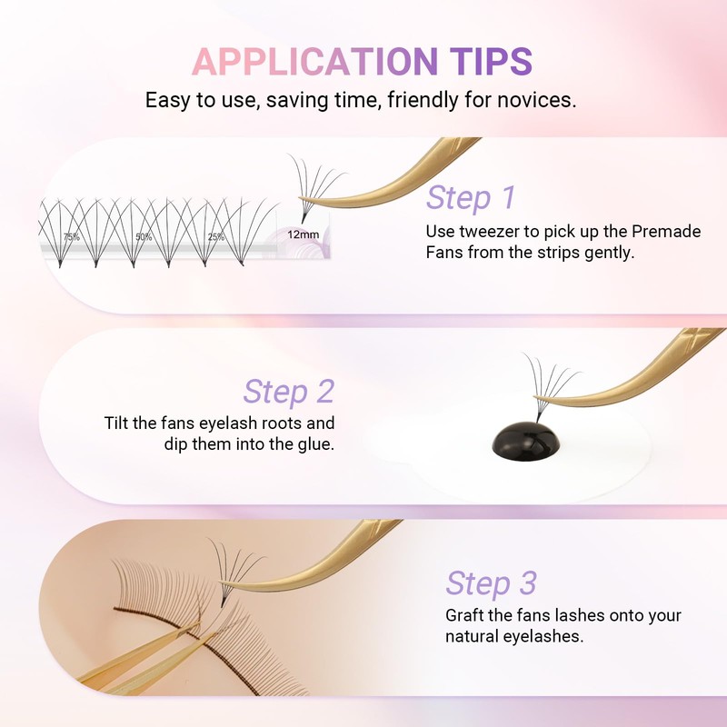 NAGARAKU Eyelash Extensions Premade Fans Eyelash Premade Volume Fan Eyelashes