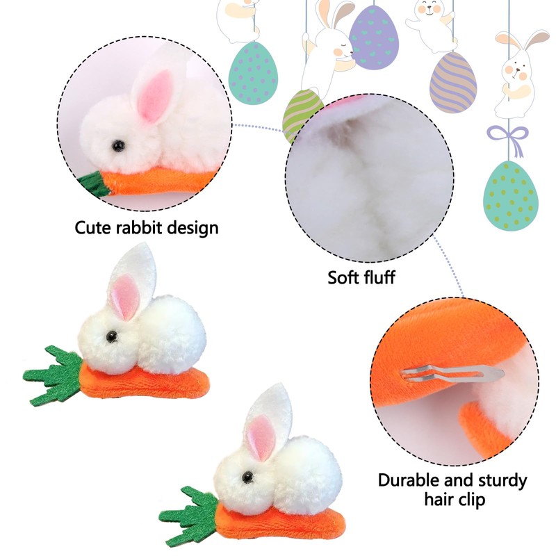 Easter Hair Clips White Bunny Hairpins for Women Girls Easter
