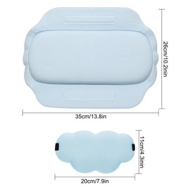 Bathtub Pillow for Head Waterproof, Ergonomic Small Bath Pillow Suction, Universal Bath Headrest Cushion with Sleep Mask for Tub, Pool, SPA