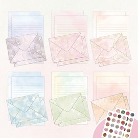 60+60 Watercolor Stationery Writing Paper with Envelopes - 60 Lined Letter Writing Paper 60 Envelopes - Colorful Pretty Decorative Scrapbook-Printer Friendly for Invitations