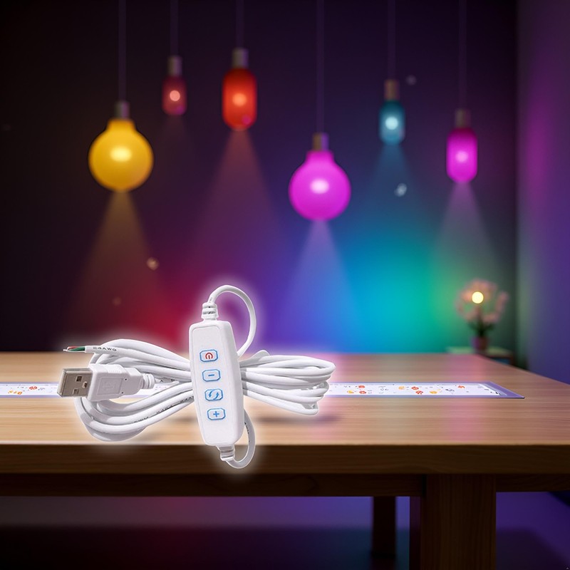 White DC5V USB LED Dimmer Extension Cable with On/Off Switch