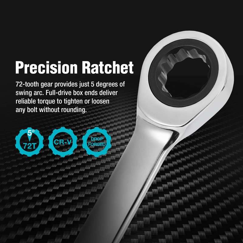 DURATECH Extra Long Ratcheting Wrench Set, Double Box End Wrench