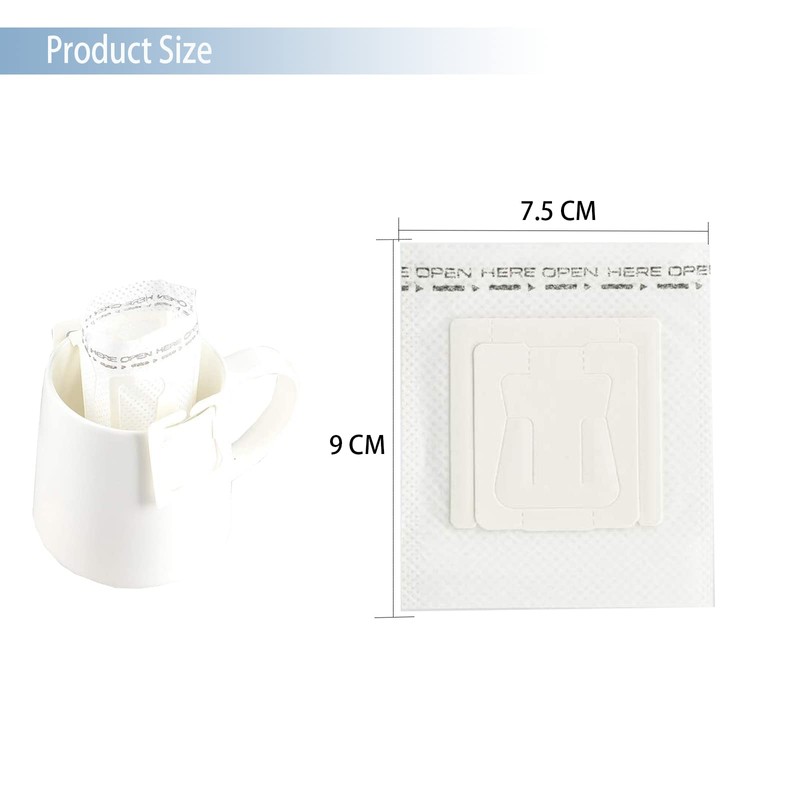 150-Pack Single-Serve Coffee Filter Bags, Hanging Ear Design, 7.5x9cm, Chemical-Free