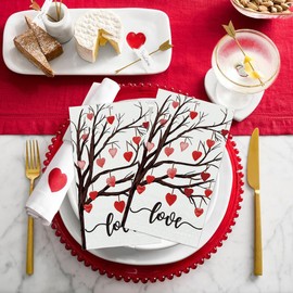 Horaldaily - Servilletas decorativas de papel desechables para invitados, 100 San Valentín, toalla de mano para fiesta, almuerzo, cena, cocina y baño