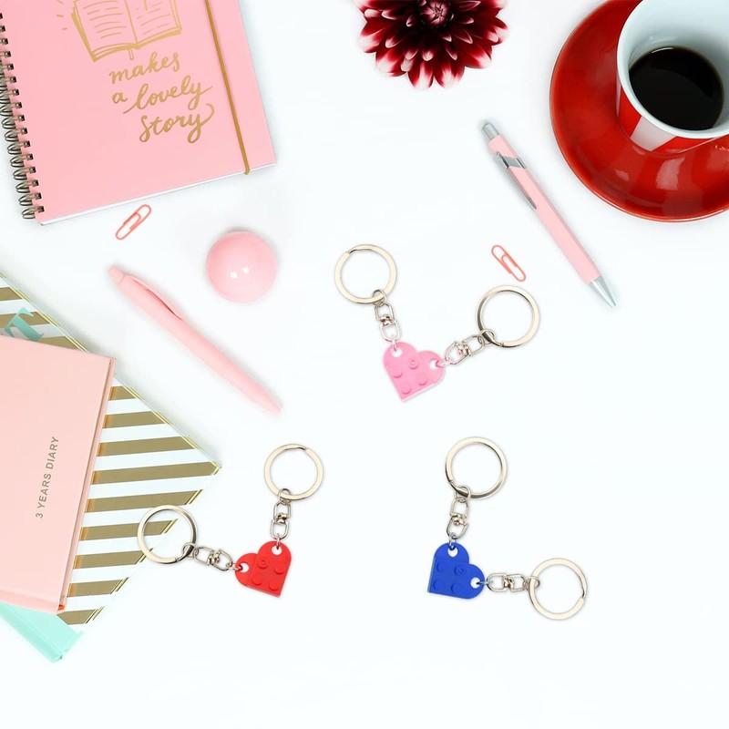 Jagowa Matching Brick Keychain Heart Key Ring Set for Couples