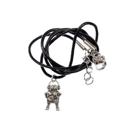 Miniblings Robot Necklace Scifi Technology Steampunk Computer 18 mm Heart Handmade Fashion Jewellery Leather Chain, Metal