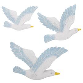 3Pcs Seagull Figurine Garden Bird Statue Small Seagull Birds Ornaments Mediterranean Wall Hanging Decoration Nautical