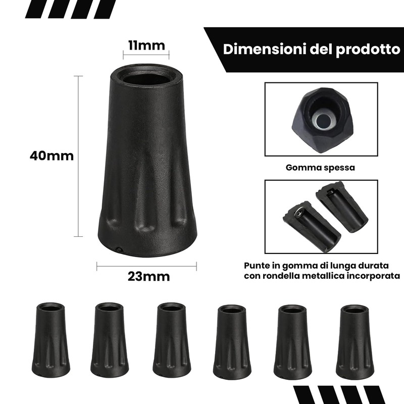 Esshogo Pack of 6 Rubber Buffer Trekking Poles, Pole Tip,