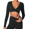 Sunzel Women's Long Sleeve Crop Top Buttery Soft Deep V
