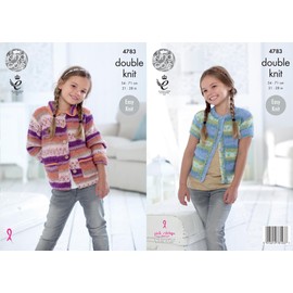 King Cole 4783 Knitting Pattern Girls Easy Knit Cardigans in King Cole DK