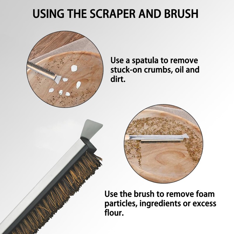 Pizza Oven Brush - Wooden Handle BBQ Brush, Pizza Stone