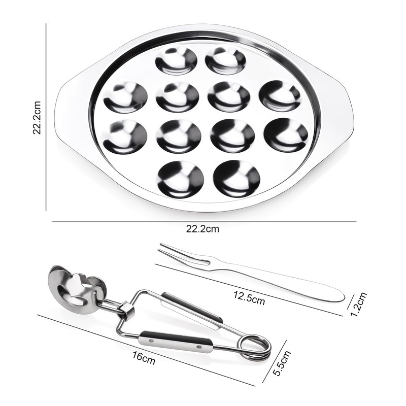 StnKitchExplor 4pcs Set of Escargot Tool Stainless Steel Snail 4