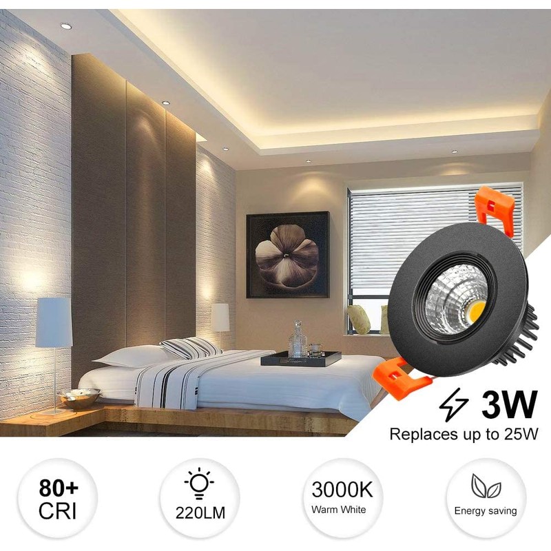 inShareplus 2 Inch LED Downlight, 3W Recessed Lighting 220LM COB