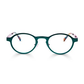 eyebobs - Hard Wear | Premium Reading Glasses for Men and Women | Round Frame for Narrow Faces, Satin Pine Green Metal, 1.00