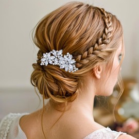 2 PCS Rhinestone Hair Clips, Silver Bling Crystal Hair Clips for Women, Rhinestone Diamond Barrettes, Sparkly Jeweled Formal Hairs Clip for Women, Wedding, Prom