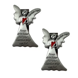 UHANBUT Car Guardian Angel Visor Clip, Never Drive Faster Than Your Guardian Angel Can Fly New Driver Safety Driving Medal Accessories, Religious Present for Driver Friend (2PCS)
