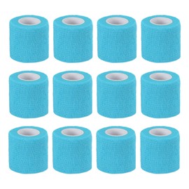 PATIKIL 2" x 177" Self Adhesive Bandage Wrap, 12 Pcs Elastic Self Breathable Self Adherent Wrap Tape for Stretch Athletic Sports Wrist Ankle Outdoor Tape, Sky Blue