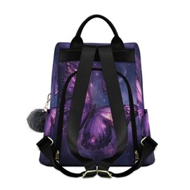 ZOEO Anti Theft Backpack Butterflies Purple Galaxy Women Large Fashion Travel Shoulder Bag Purse Rucksack Lightweight