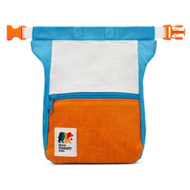 Oso Supply Co - Kulshan Bouldering Bucket, Large Size Chalk Bag for Rock Climbing, Chalk Pot with Magnetic Roll Down Closure, Brush Loop, Zippered Pockets for Climbers (Royal Blue & Rust)