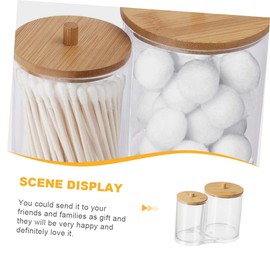 Ciieeo Bathroom Organiser Storage Home Organisation Box Bamboo Lids Cotton Ball Pad Holder