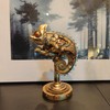 GENUINQ Steampunk Lizard Chameleon Statue Hand Painted Sculpture Resin Cyborg