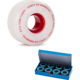 Ricta Clouds Skateboard Wheels, Red, 55mm, 86a with CCS ABEC 7 Bearings