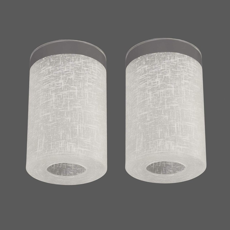 Anmire 2 Pack White Linen Frosted Glass Lamp Shade, Cylinder