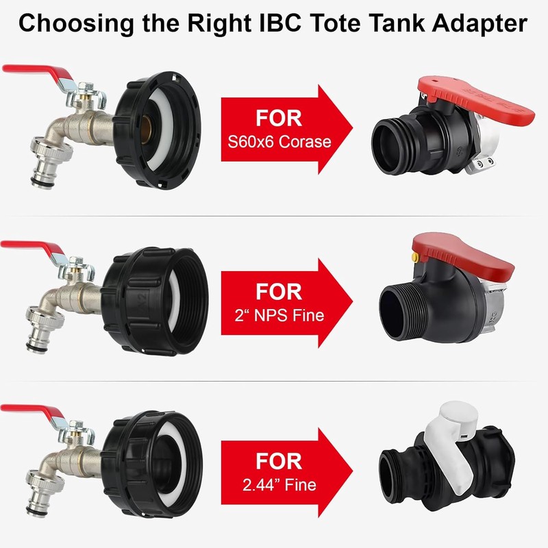 275-330 Gallon IBC Tote Tank Adapter,3-Size IBC Tote Adapter, 2.44"