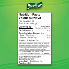 Benefiber On The Go Prebiotic Dietary Fibre Powder, Unflavoured, Stick Packs, Sugar-Free - (28 x 4 g Stick Packs)