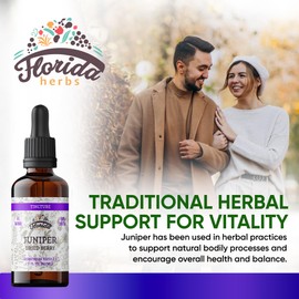 FLORIDA HERBS Juniper Tincture Alcohol-Free, Organic Juniper Berry Extract (Juniperus communis) - Non-GMO in Cold-Pressed Organic Vegetable Glycerin - 2 oz