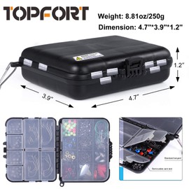 TOPFORT 187/343pcs Fishing Accessories Kit, Organized Fishing Tackle Box with Tackle Included, Fishing Hooks, Fishing Weights Sinkers, Fishing Gear and Equipment, Fishing Gift for Men