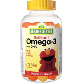 Sesame Street Omega-3 DHA Gummies for Kids, 120 Count – Supports Brain & Eye Health for Ages 3+