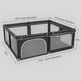 ANGELBLISS Baby Playpen with Gate Indoor & Outdoor Kids Activity Center, 63"x47"