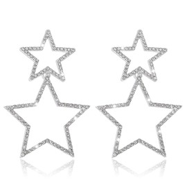 Ymimanchil Star Earrings for Women Silver Star Earrings Dangle Rhinestone Star Stud Earrings Rhinestone Big Star Dangle Earrings