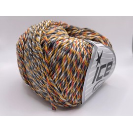 Lorena Colorful Orange Yellow Grey, White + DK Yarn - Cotton Acrylic Blend - 50 Grams (1.76 Ounces) 160 Meters (174 Yards)