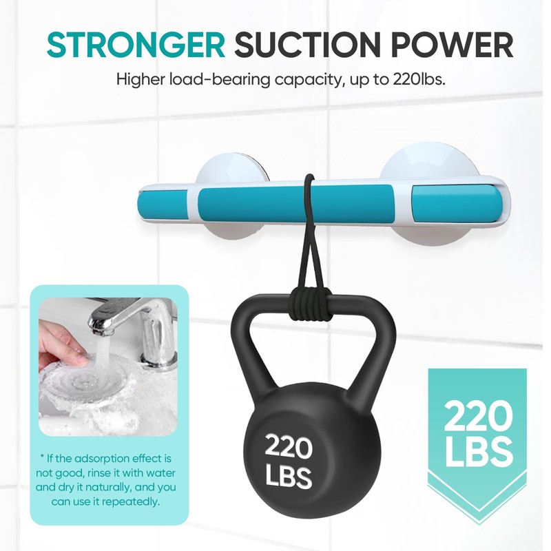 LORESJOY Max 110 kg Shower Handle, No Drilling, Grab Bars