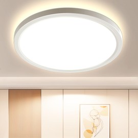 OTREN Ceiling Light LED Ceiling Light Flat IP44 Modern 20 W Bathroom Lamp 4000 K Round Bathroom Lamp Ceiling for Bathroom Hallway Bedroom Balcony Living Room Kitchen Basement Diameter 21.8 cm