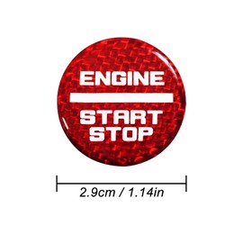 QianBao Compatible with Start Stop Button Cover Carbon Fiber Keyless Car Engine Ignition Switch for Ford Bronco 2021 2022 2023 2024 2025 Red