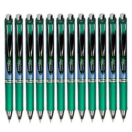 Pentel EnerGel 0.5mm Needle Tip Green Ink Liquid Gel Pens (BLN75-D) - 12 Pack