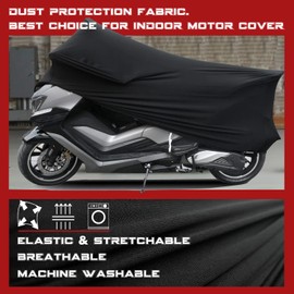 BEXITA Indoor Motorcycle Tarpaulin Breathable Stretch Fabric Inner Scooter Cover Dust Protection Elastic Motorcycle Covers Moped Scooter Garage Cover (L, Black)
