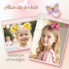 2PCS 4" Glitter Ribbon Hair Bow Clips Sparkly Sequins Alligator Barrettes Hairpin Girls Hair Bows Clips Hair Accessories Toddler Teen Girls Kids Back School (Hot Pink)
