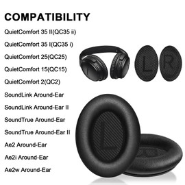 Wanme Replacement Ear Pads for Bose Headphones, Professional Headphones for Bose QuietComfort 15 QC15 QC25 QC2 QC35/ Ae2 Ae2i Ae2w SoundTrue & SoundLink Over-Ear Headphones (Black)