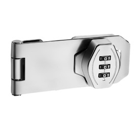 Mechanical Password Combination Rotary Hasp Latch Locks, Keyless Door Security Slide Latch Lock, 4in Door Lock for Doors, Cabinets, Barn Door, Bathroom (Silver)