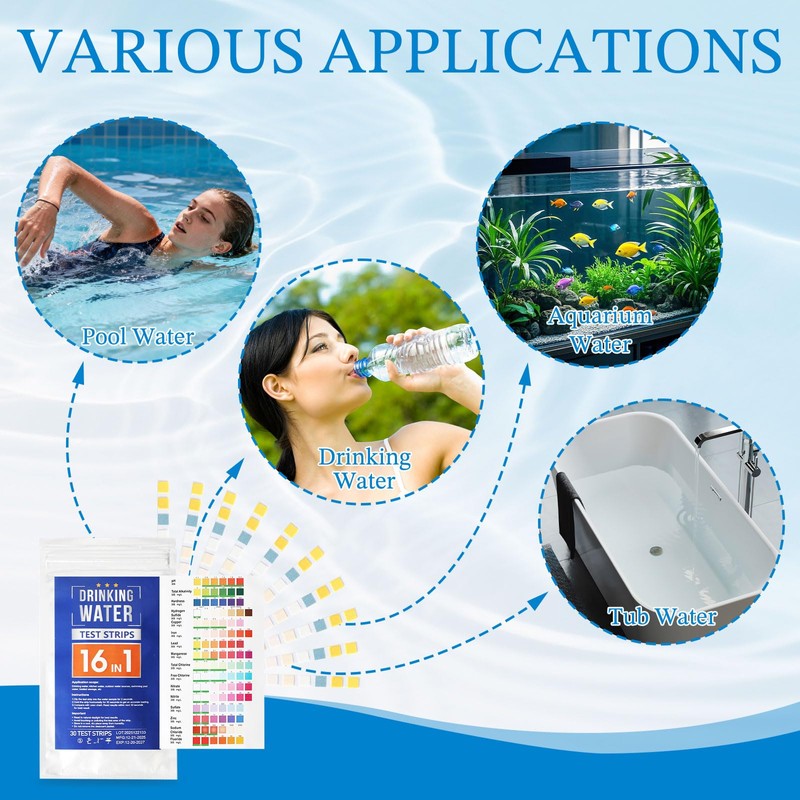 Tester D'acqua Potabile 16 in 1, 30 PCS Test Acqua