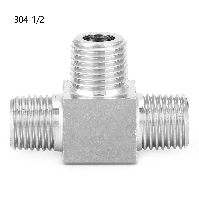 Stainless Steel Pipe Connector 3 Way BSPT Male Thread Hose