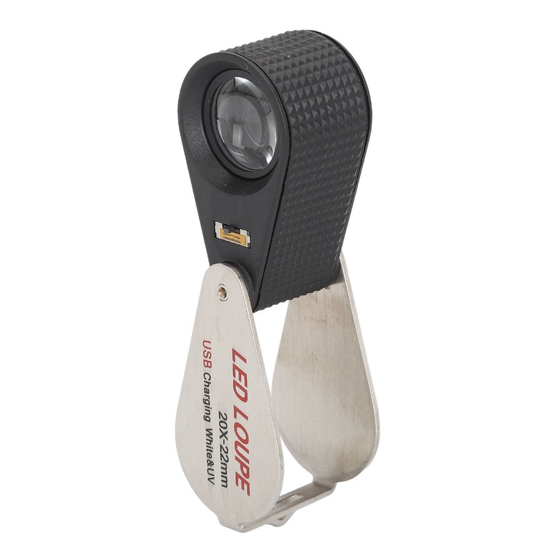 20X Folding Magnifying Glass Portable Rechargeable Pocket Magnifier with LED