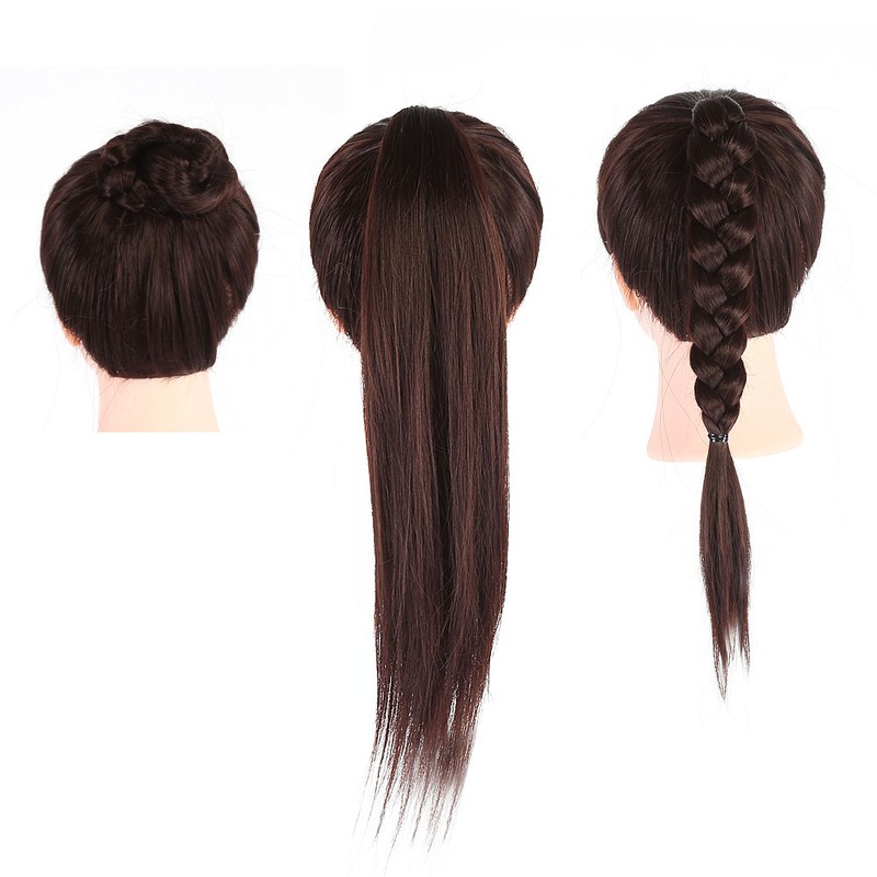 26" Synthetic Fiber Mannequin Head Hairdresser Training Head Cosmetology Doll