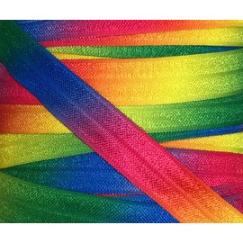 Bowtique Emilee Rainbow Prints 5/8" Elastic 10 yards Spool, Fold Over Elastic for Face Masks, Headbands or Hair Ties (Spectrum)
